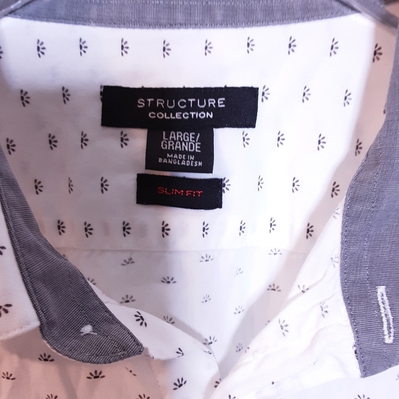Structure Collection White Print Shirt Slim Fit L - Picture 3 of 6